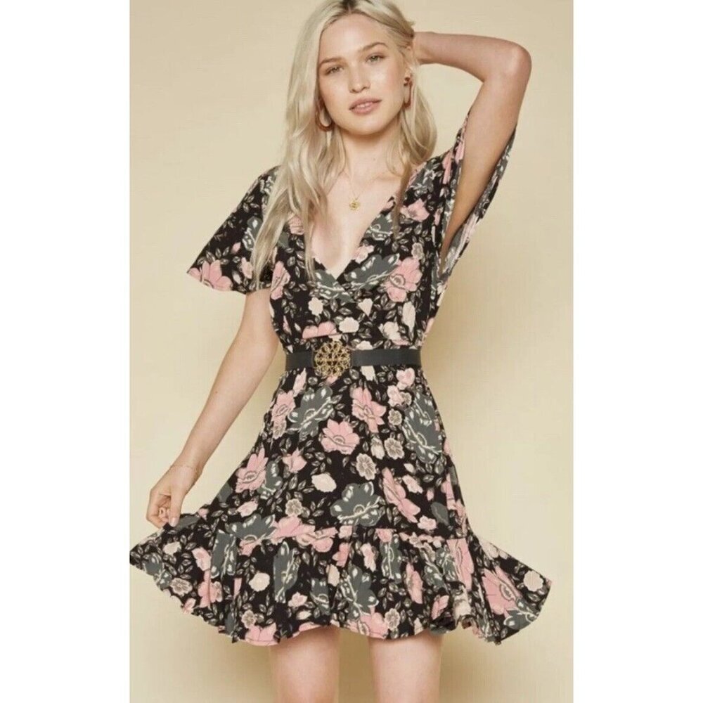 Spell & The Gypsy Collective Dress Winona Mini Floral Pockets Sidezip  XS New Q